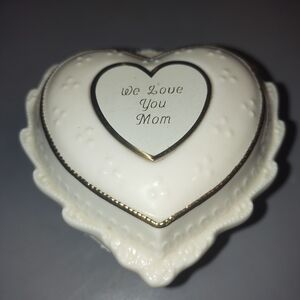 Heart-Shaped Trinket Box with Gold Trim